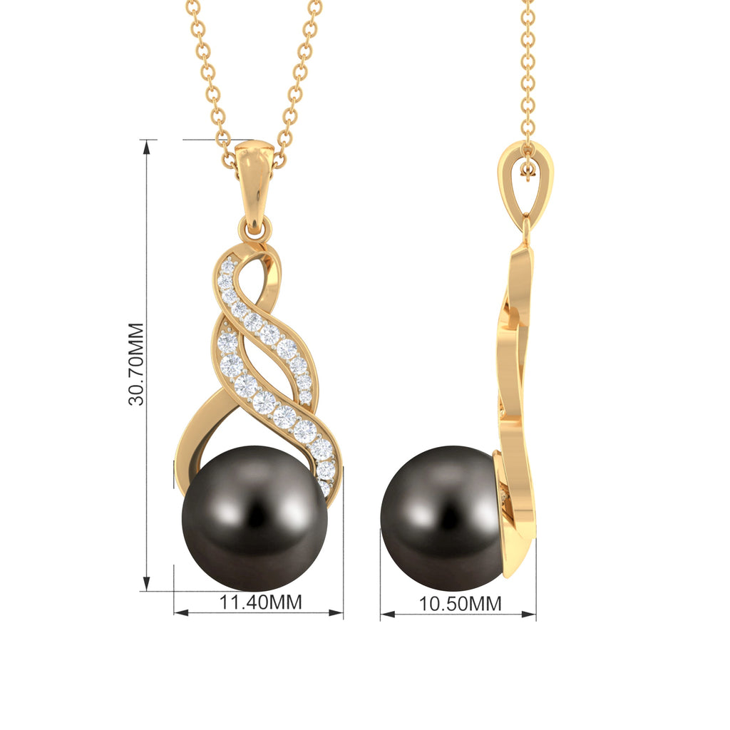 7.75 CT Tahitian Pearl and Diamond Designer Pendant