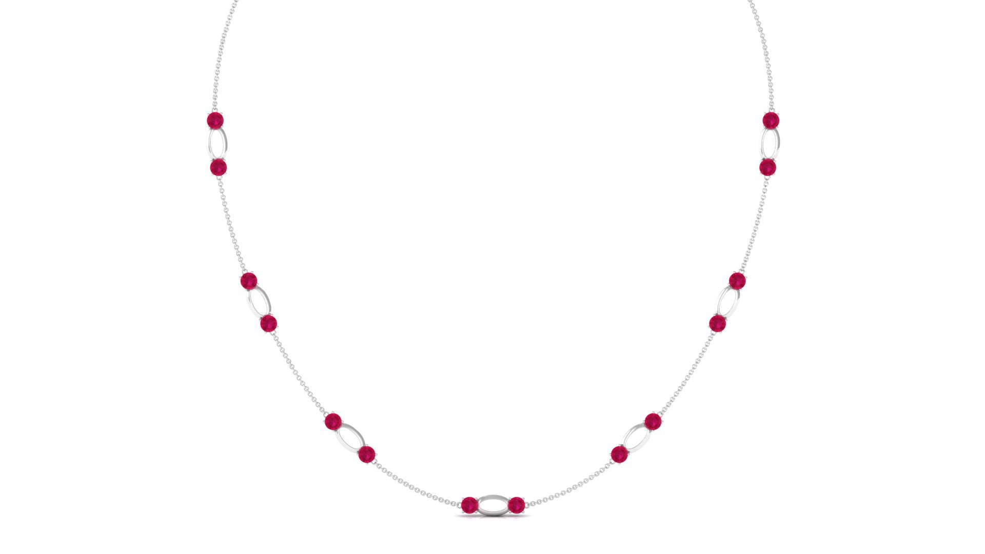 Created Ruby Contemporary Station Chain Necklace in Gold