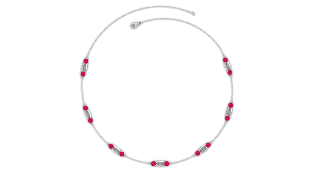 Created Ruby Contemporary Station Chain Necklace in Gold