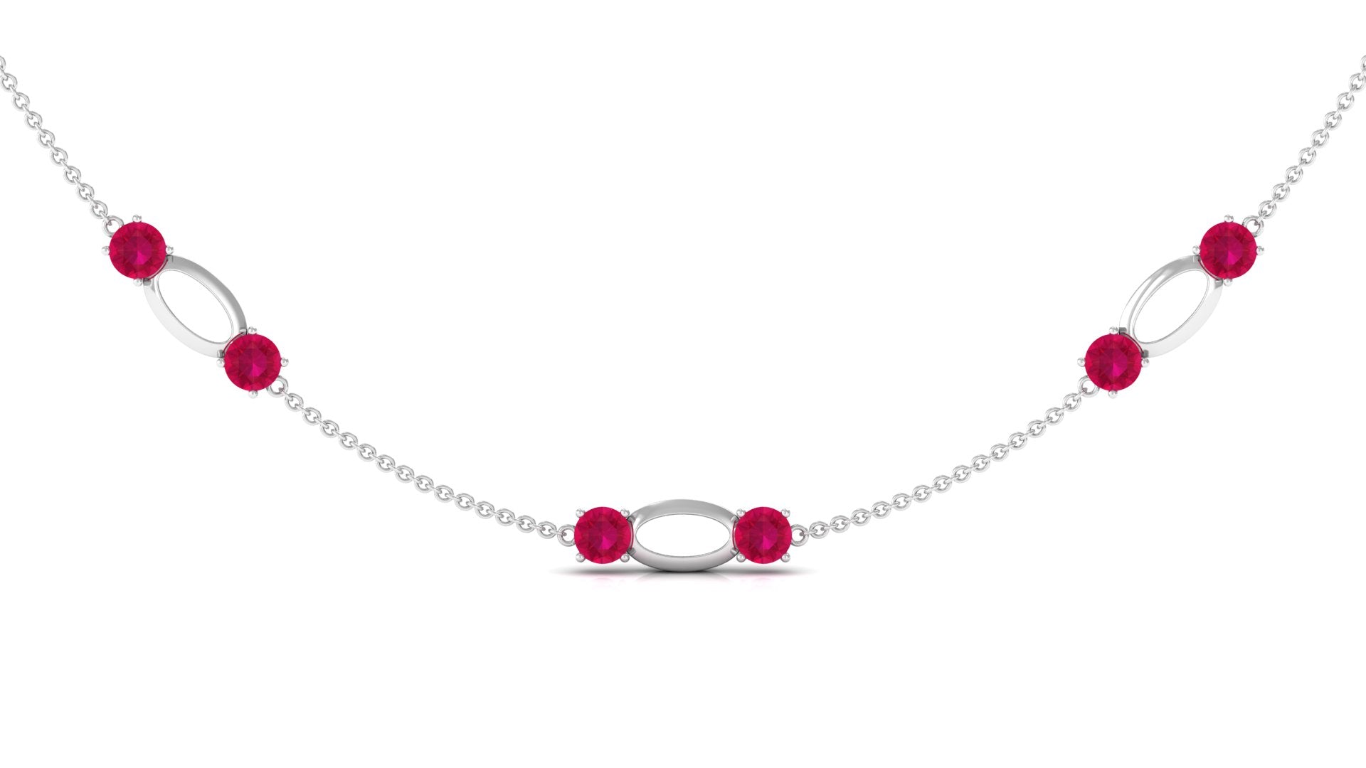 Created Ruby Contemporary Station Chain Necklace in Gold