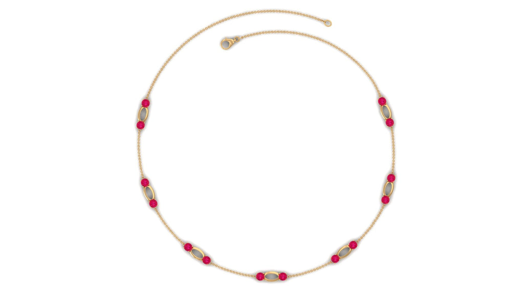 Created Ruby Contemporary Station Chain Necklace in Gold
