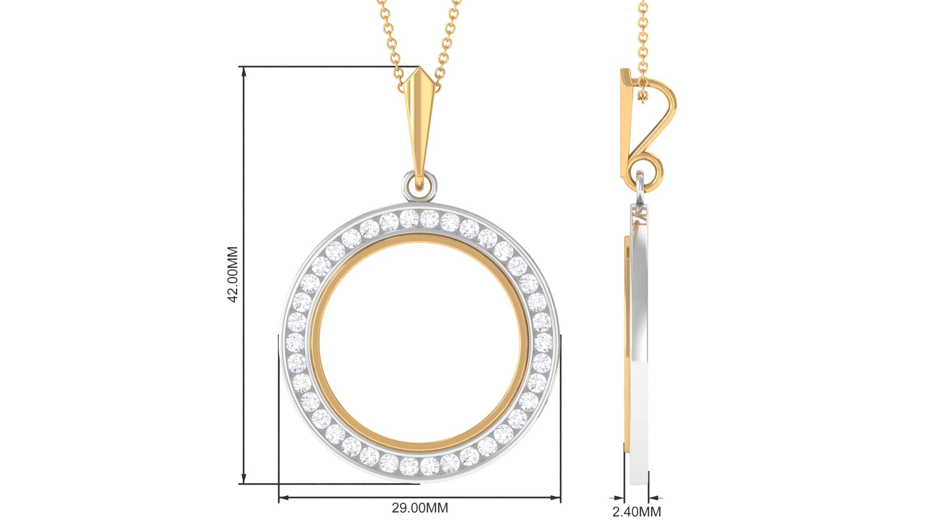 2.25 CT Certified Moissanite Eternity Pendant in Gold