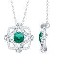 Certified 0.8 Carat Lab Grown Emerald Interlock Necklace with Silver Chain