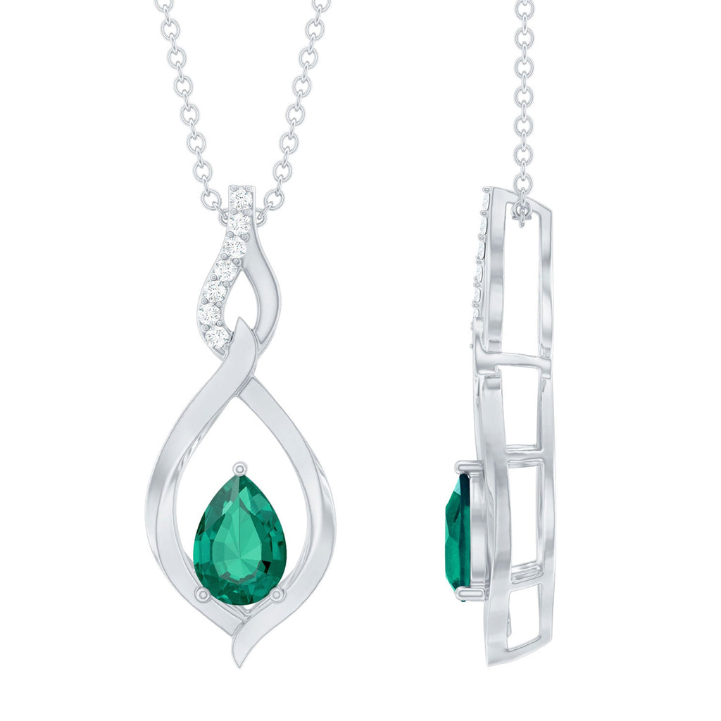 Lab Grown 0.7 Carat Emerald Infinity Drop Necklace with Silver Chain