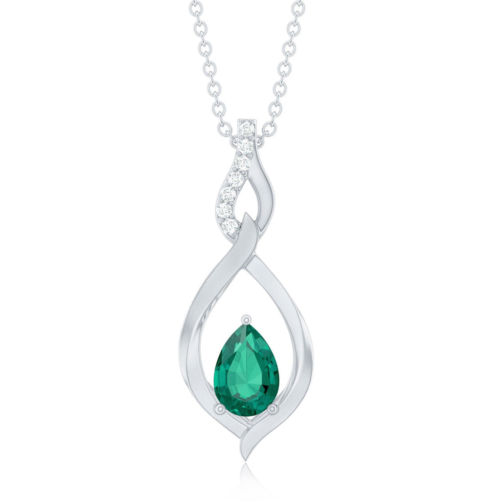 Lab Grown 0.7 Carat Emerald Infinity Drop Necklace with Silver Chain