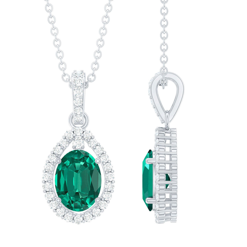 AAAA Quality 1.26 Carat Lab Grown Emerald Drop Necklace with Moissanite