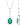 Certified 0.7 Carat Lab Grown Emerald Wedding Necklace with Chain