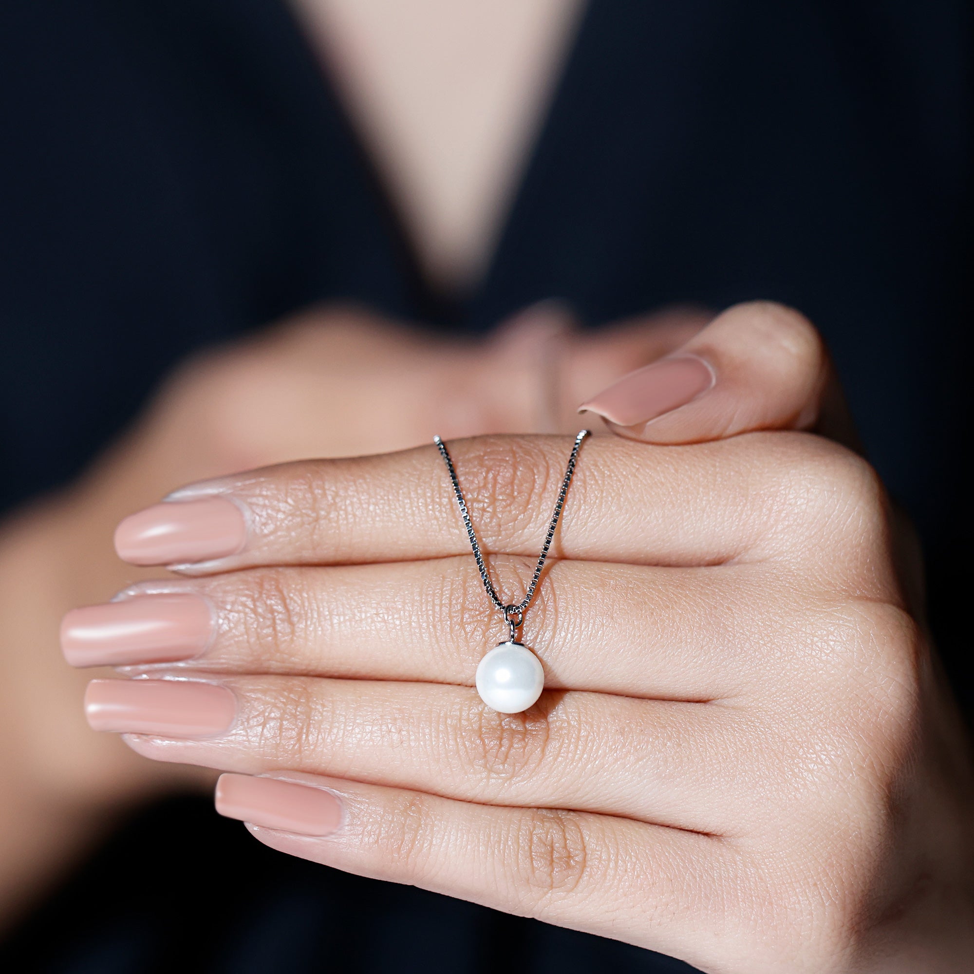 Natural 7.50 Carat Pearl Drop Necklace with Silver Chain