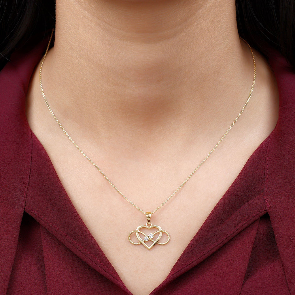Natural Diamond Infinity Heart Necklace For Her