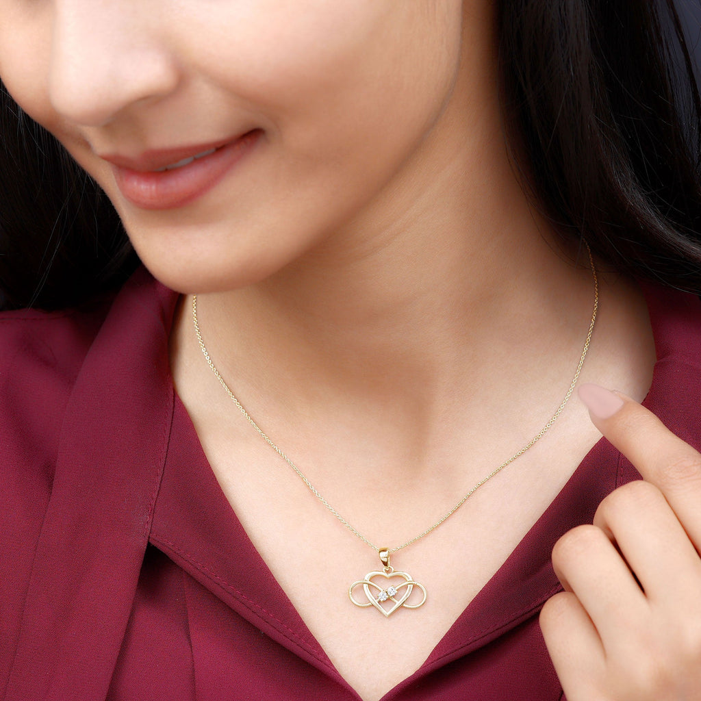 Natural Diamond Infinity Heart Necklace For Her
