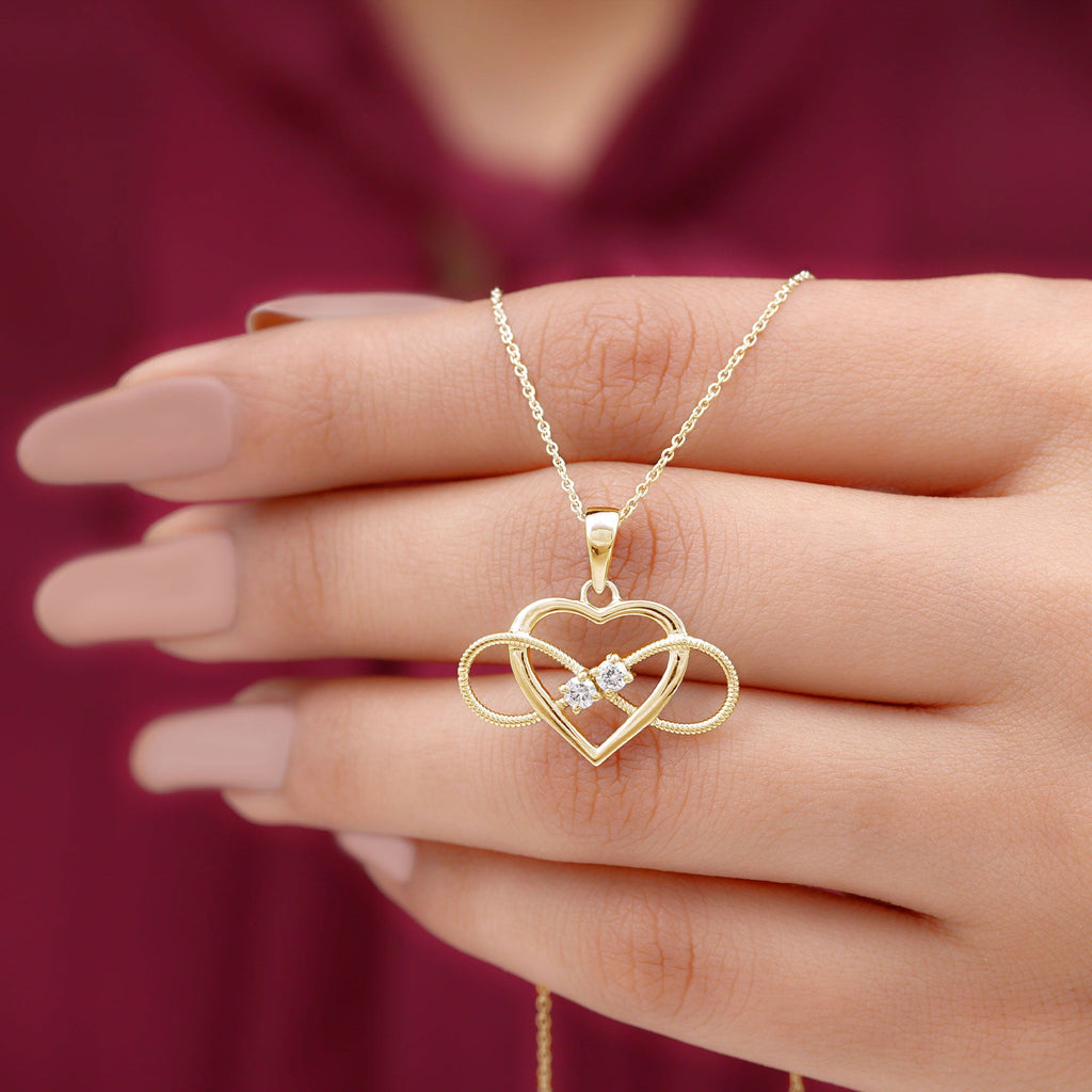 Natural Diamond Infinity Heart Necklace For Her