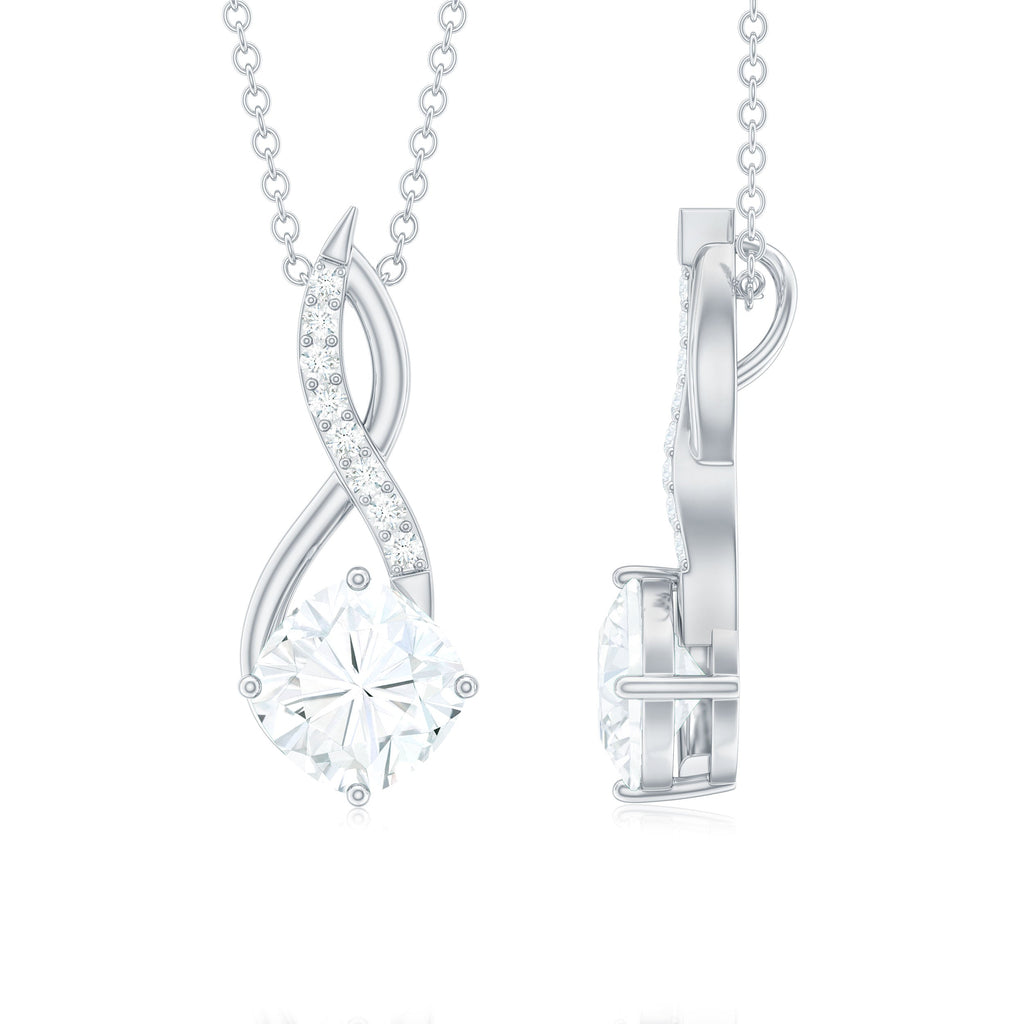 Cushion Cut Moissanite Infinity Promise Necklace With Chain