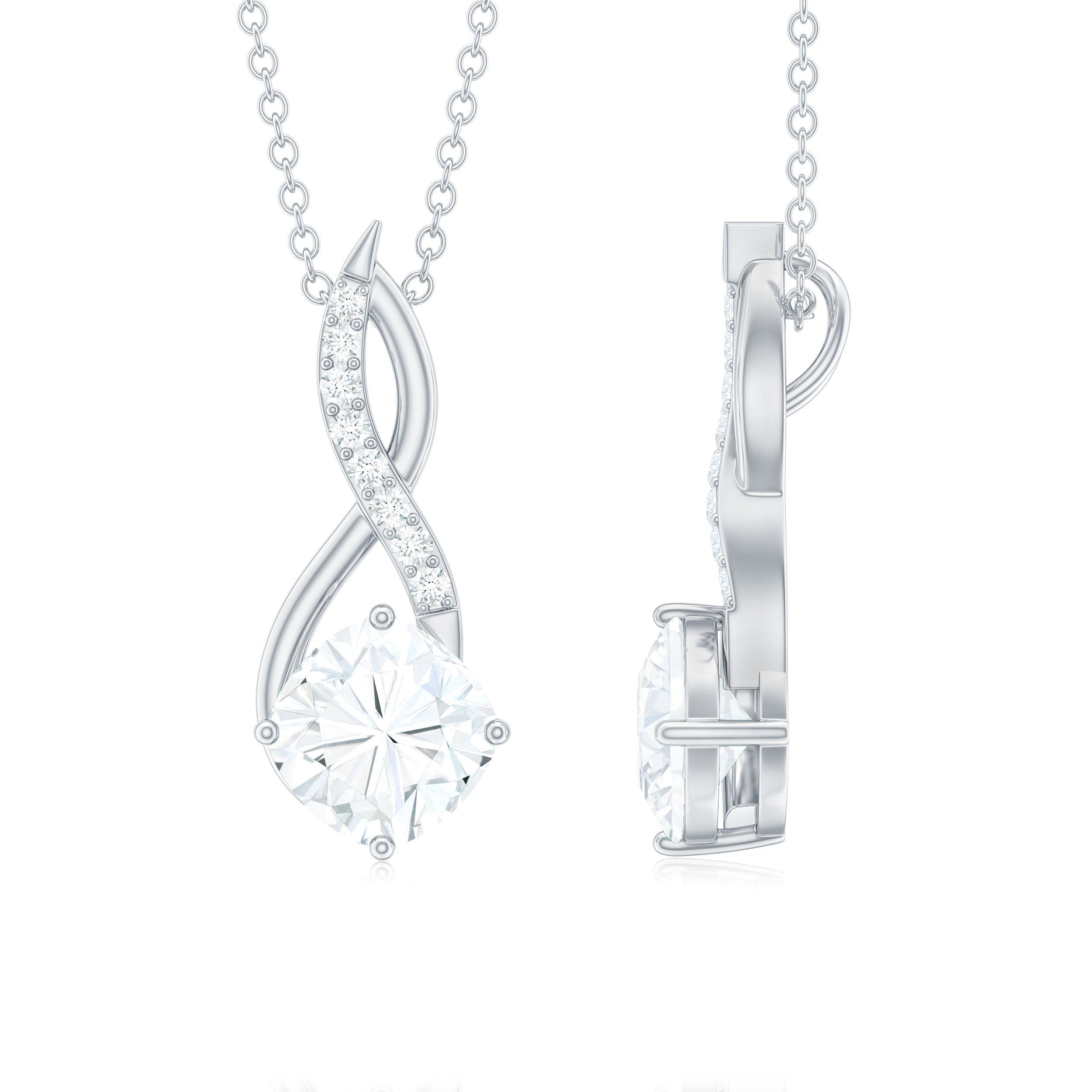 Cushion Cut Moissanite Infinity Promise Necklace With Chain