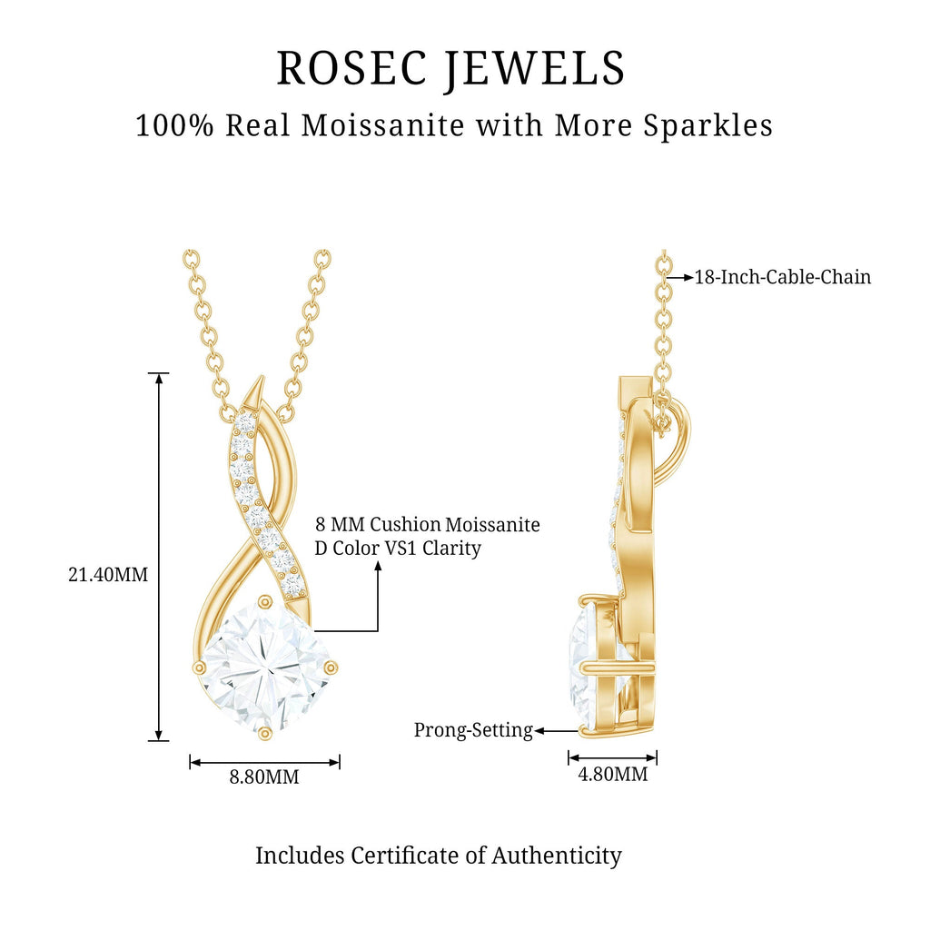Cushion Cut Moissanite Infinity Promise Necklace With Chain