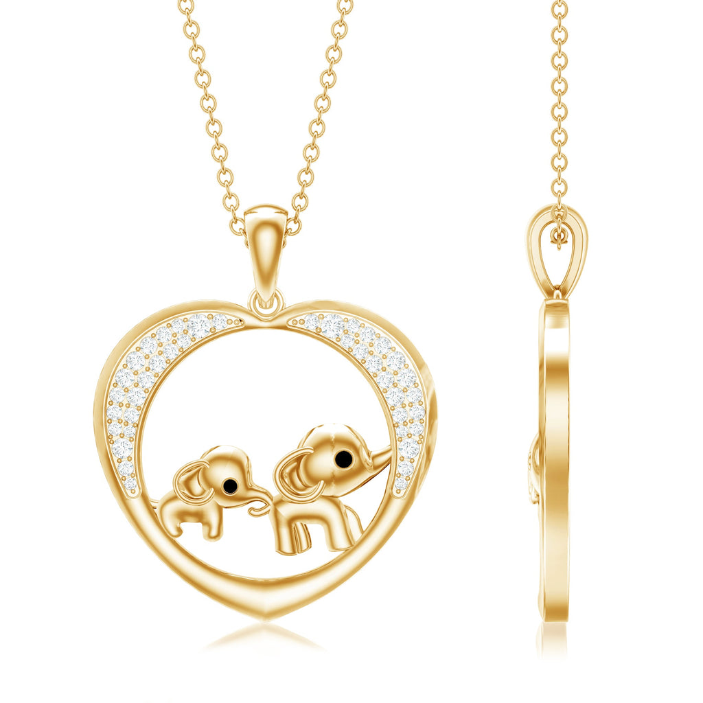 Diamond Elephant Mother Child Necklace