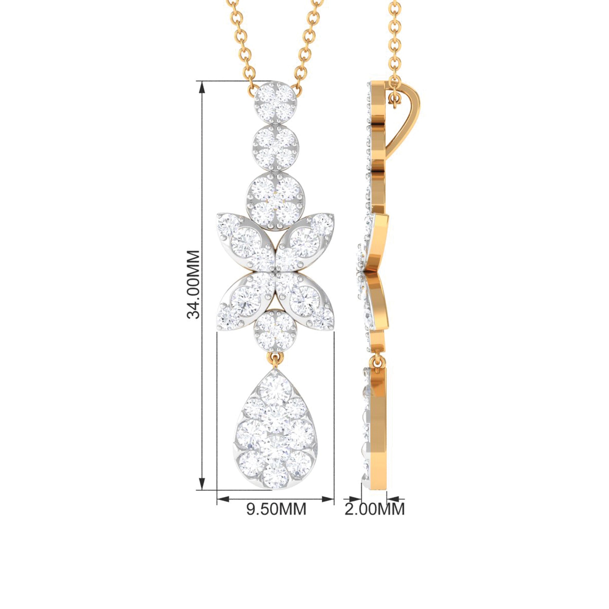 1.75 CT Certified Moissanite Dangle Pendant
