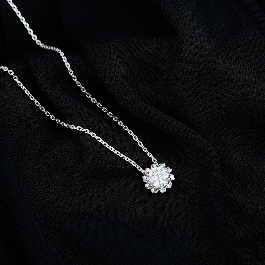 8 MM Round Cut Lab Grown Diamond Starburst Necklace