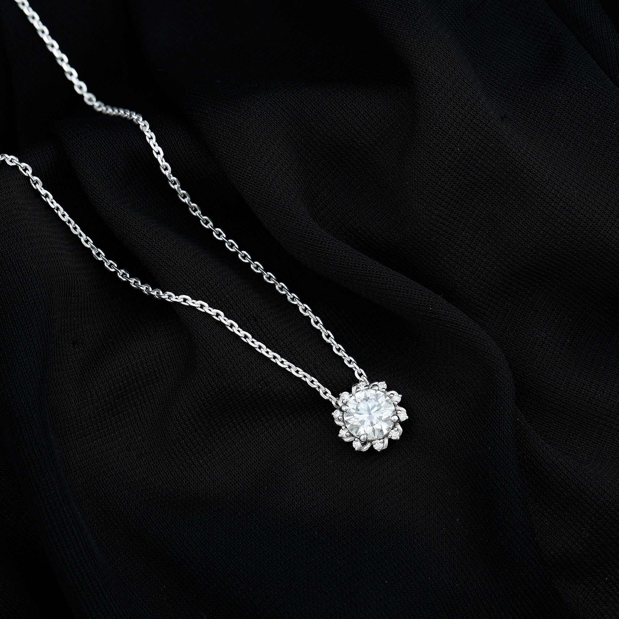 8 MM Round Cut Lab Grown Diamond Starburst Necklace