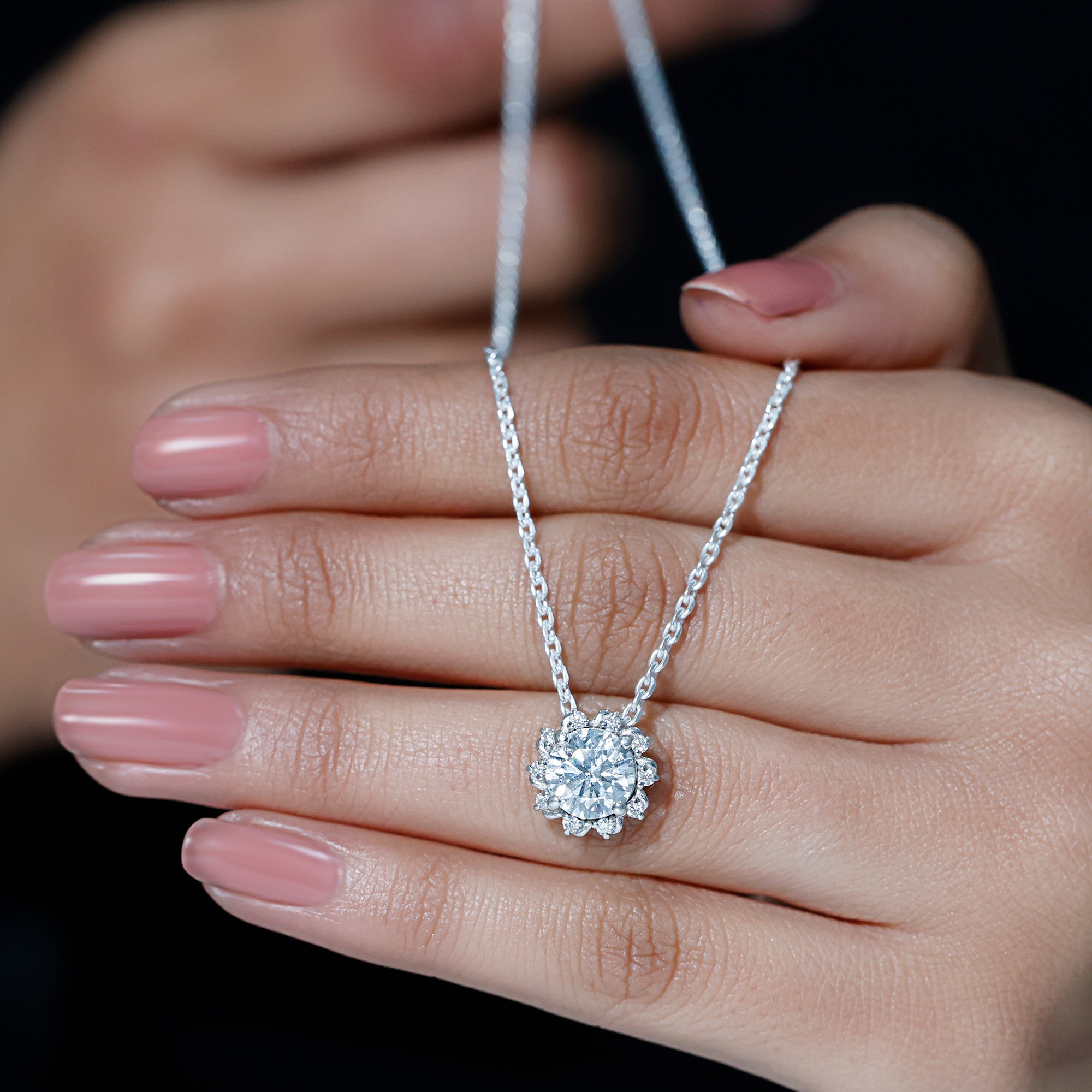 8 MM Round Cut Lab Grown Diamond Starburst Necklace