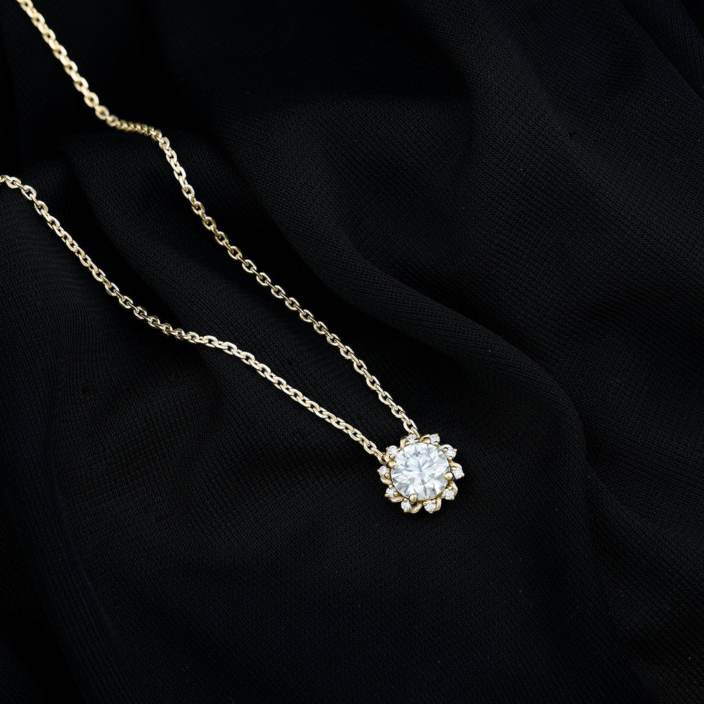 8 MM Round Cut Lab Grown Diamond Starburst Necklace