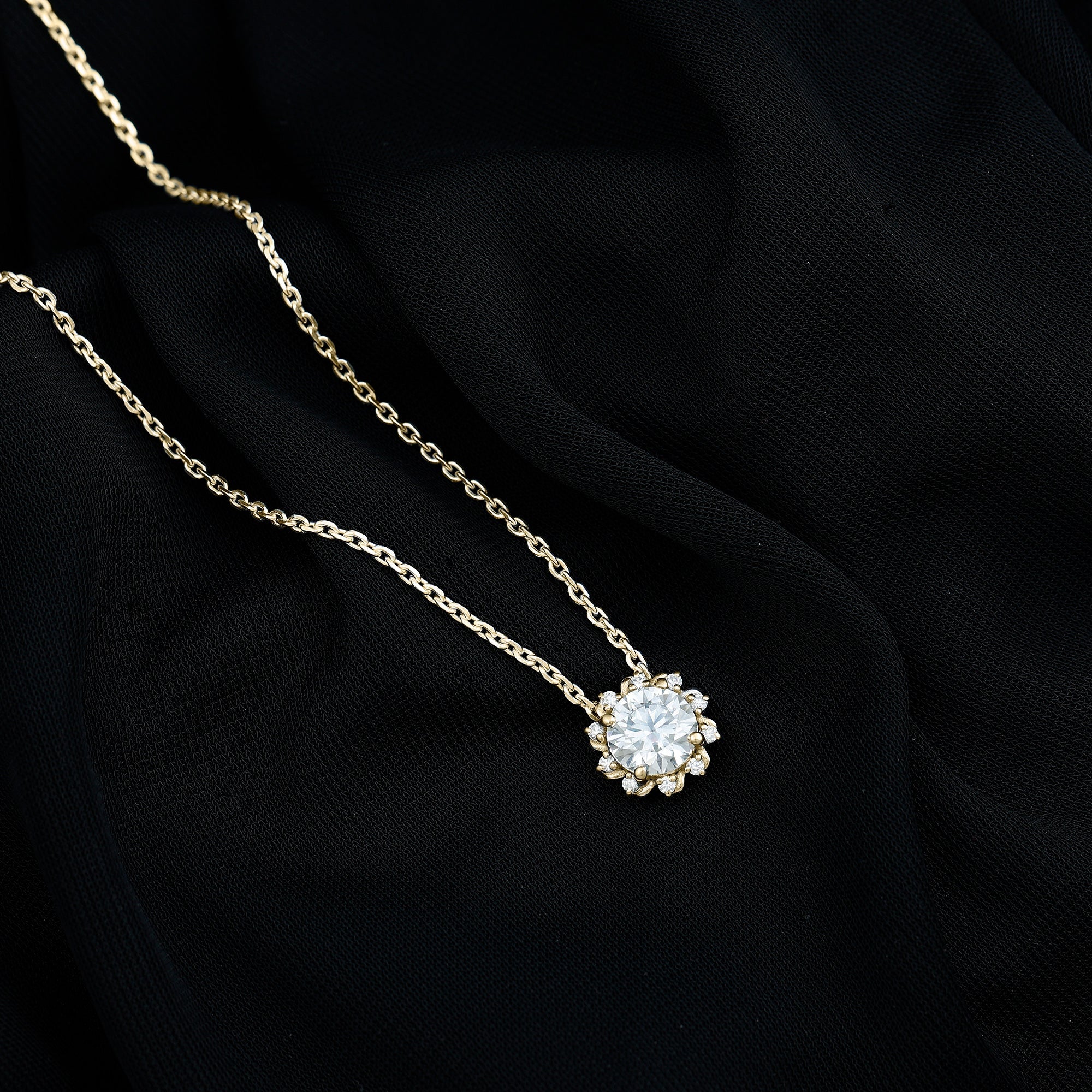 8 MM Round Cut Lab Grown Diamond Starburst Necklace