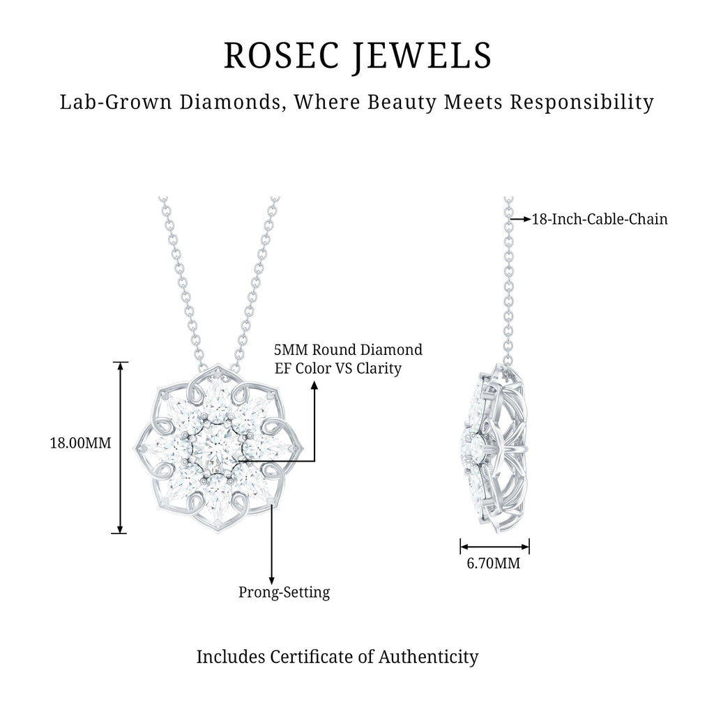 Lab Grown Diamond Statement Flower Necklace