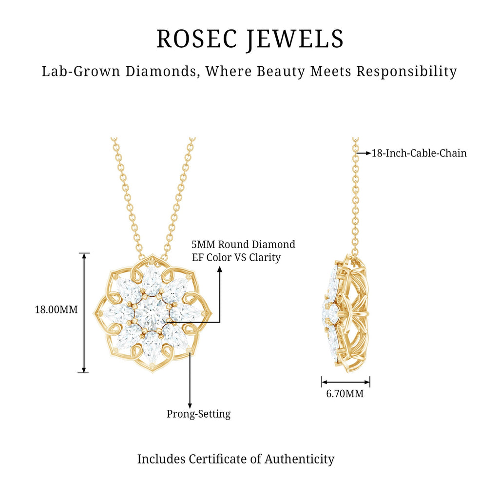 Lab Grown Diamond Statement Flower Necklace