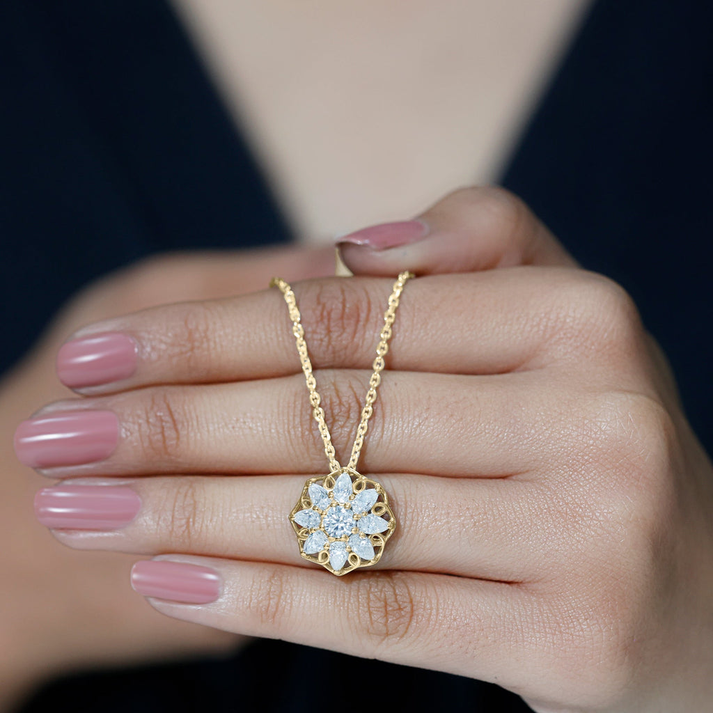 Lab Grown Diamond Statement Flower Necklace