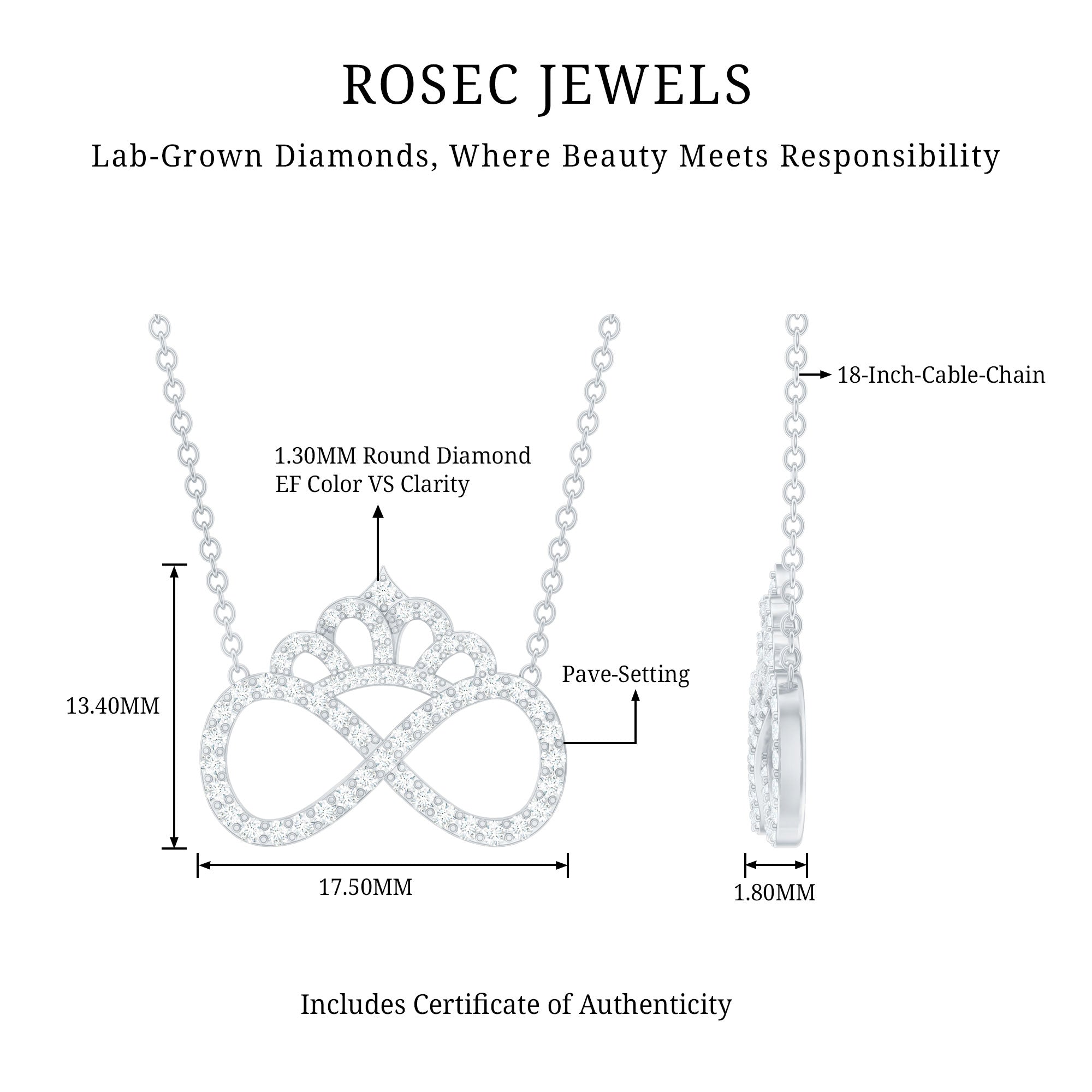 Lab Grown Diamond Crown Statement Necklace