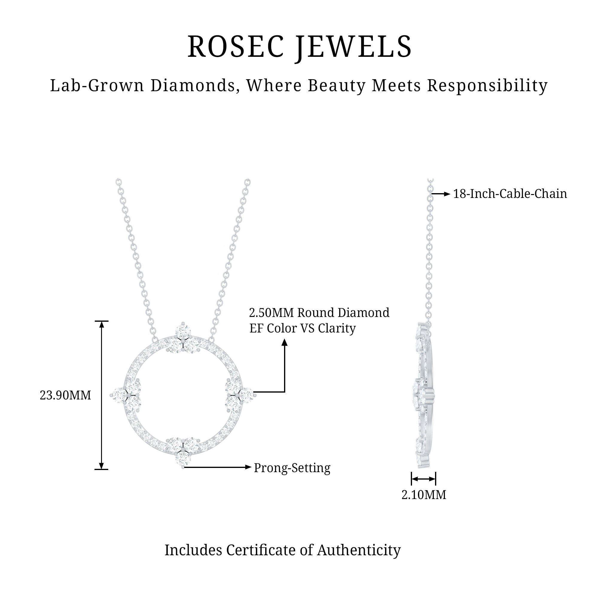 Certified Lab Grown Diamond Circle of Life Necklace