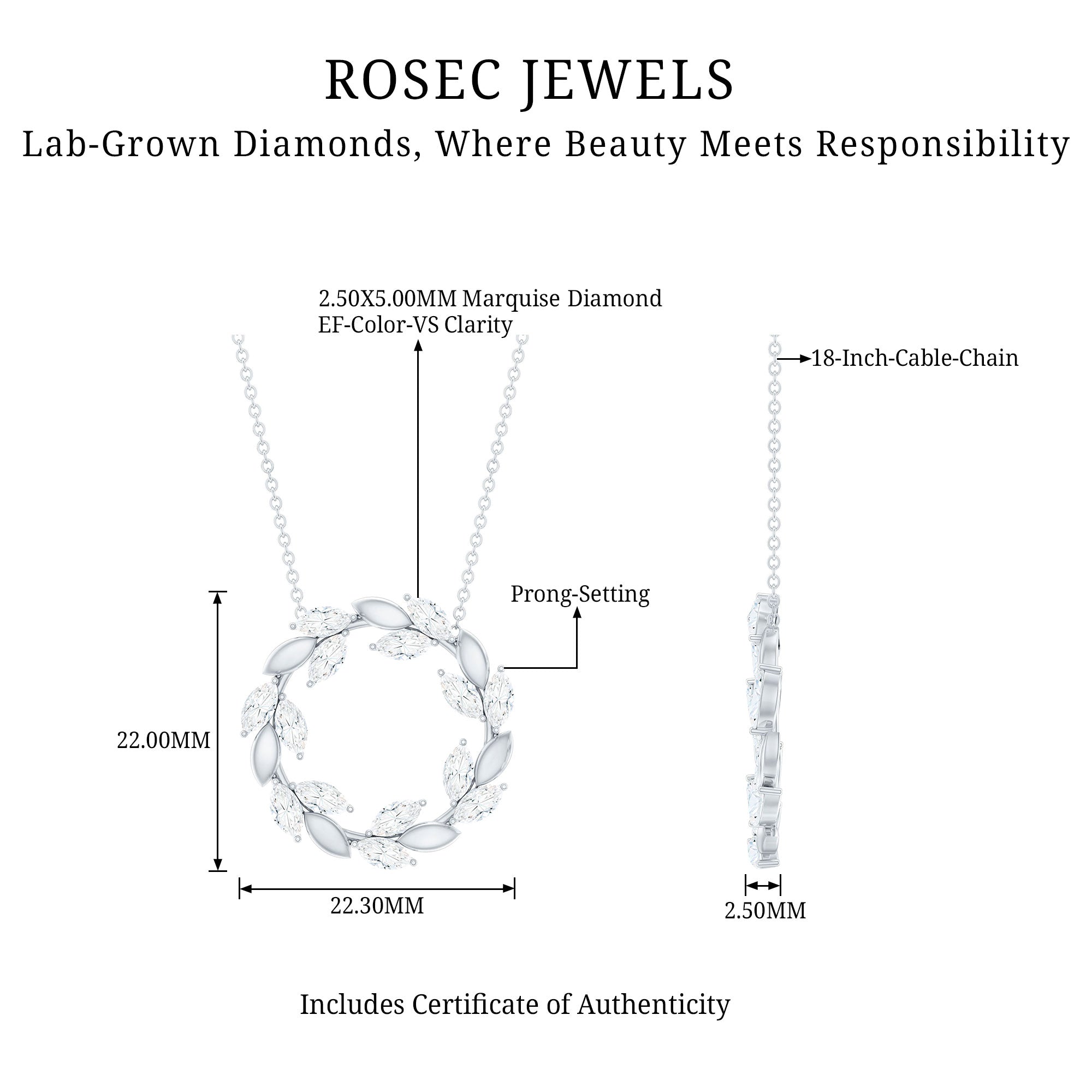 Lab Grown Diamond Nature Inspired Circle Necklace