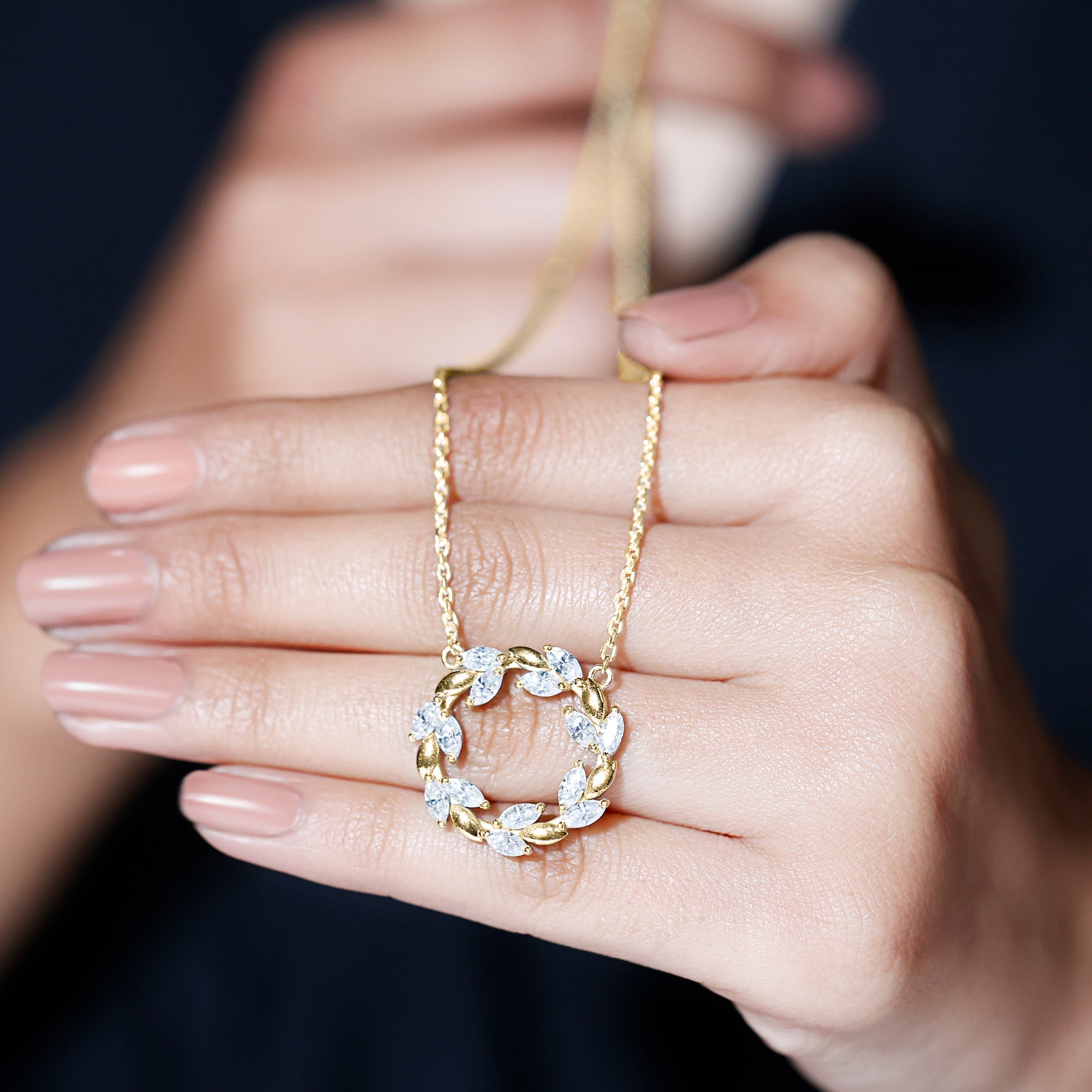 Lab Grown Diamond Nature Inspired Circle Necklace