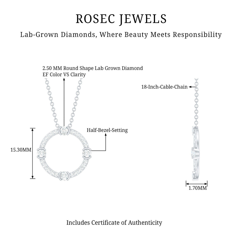 Certified Lab Grown Diamond Half Bezel Set Open Circle Necklace