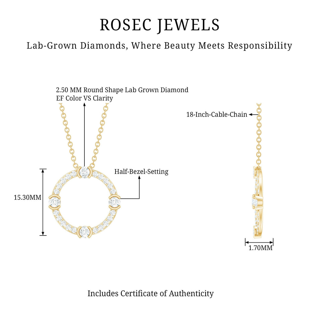 Certified Lab Grown Diamond Half Bezel Set Open Circle Necklace