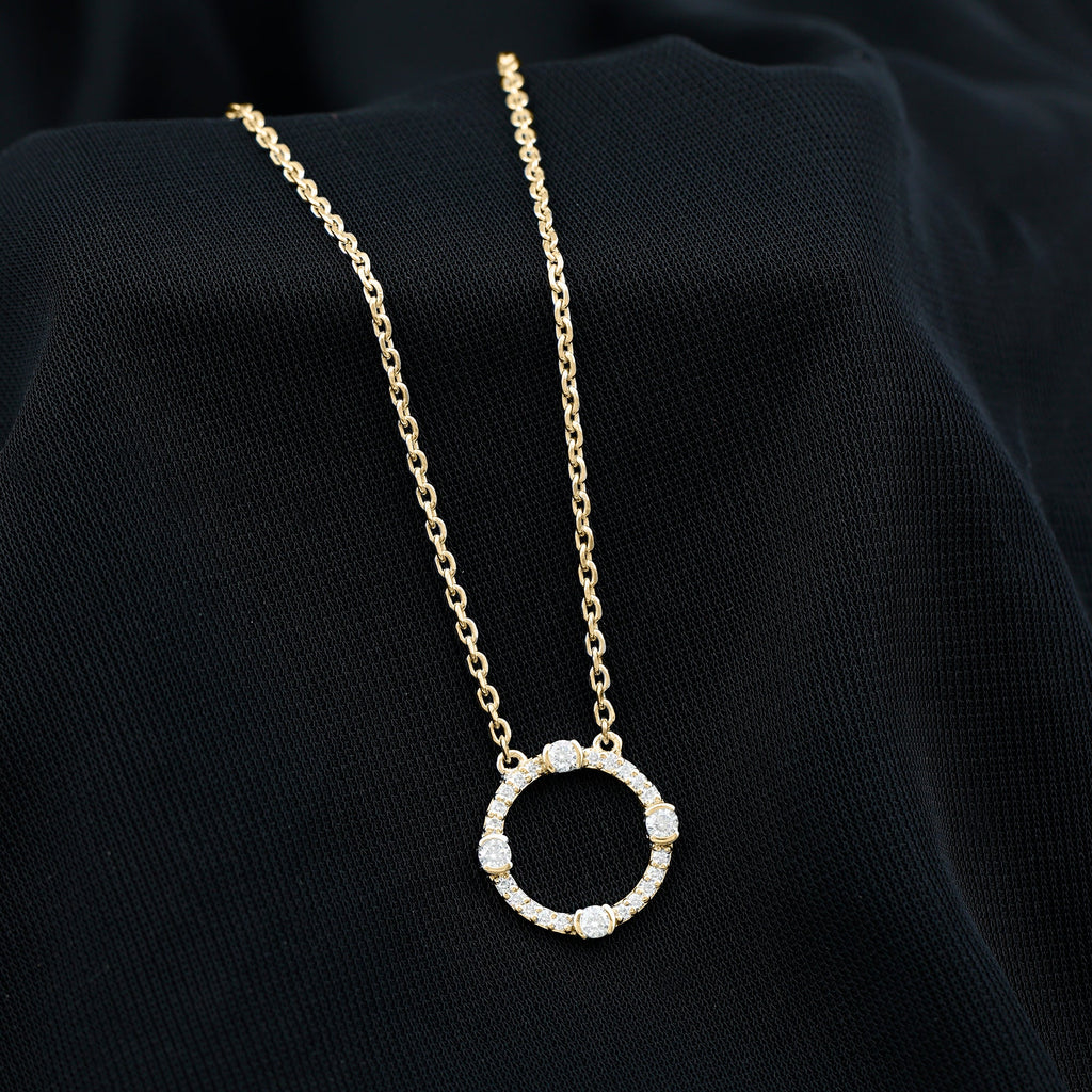 Certified Lab Grown Diamond Half Bezel Set Open Circle Necklace