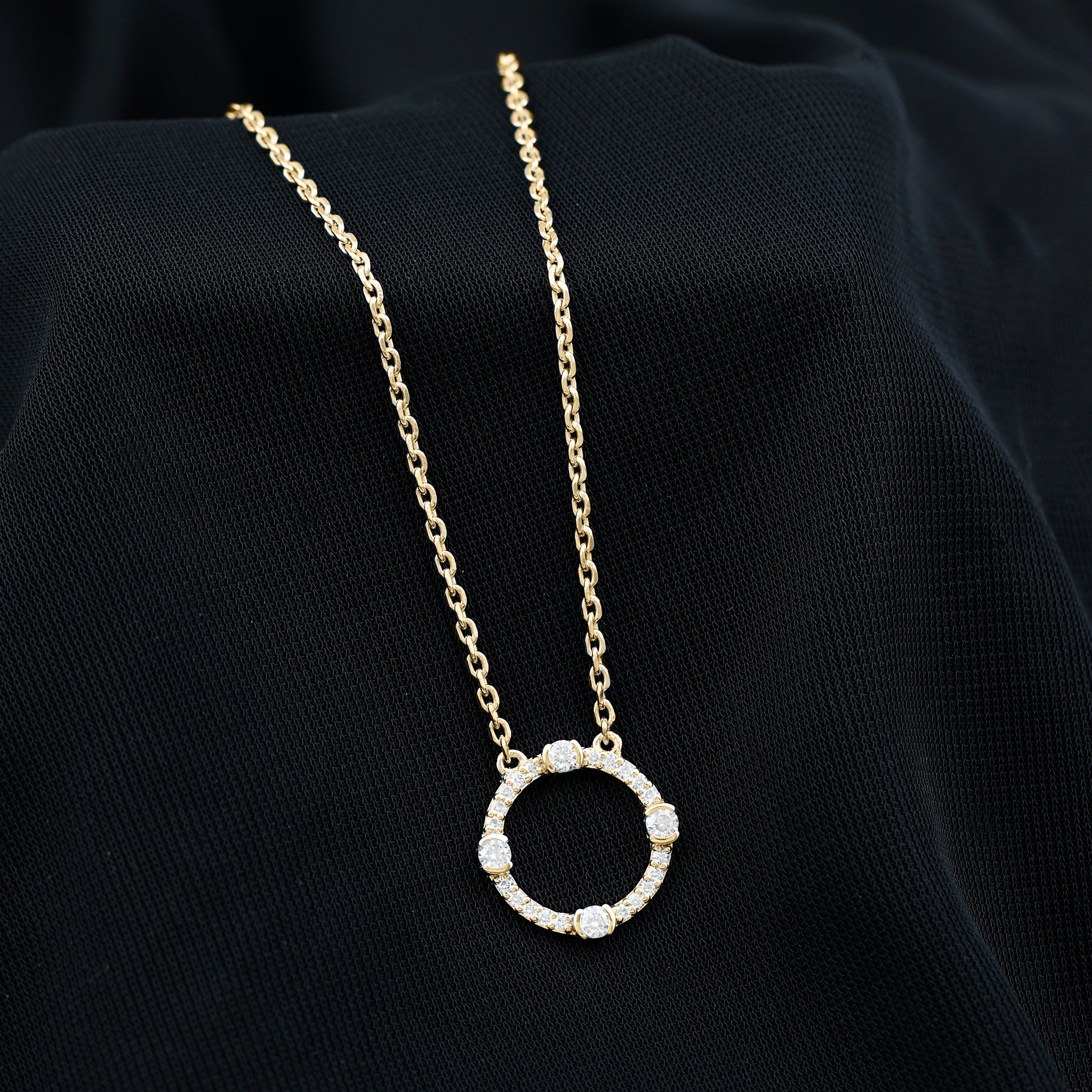Certified Lab Grown Diamond Half Bezel Set Open Circle Necklace