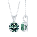 Certified 2.25 Carat Lab Grown Green Sapphire Solitaire Locket with Silver Chain