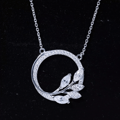 1 CT Marquise and Round Cut Moissanite Leaf Eternity Necklace
