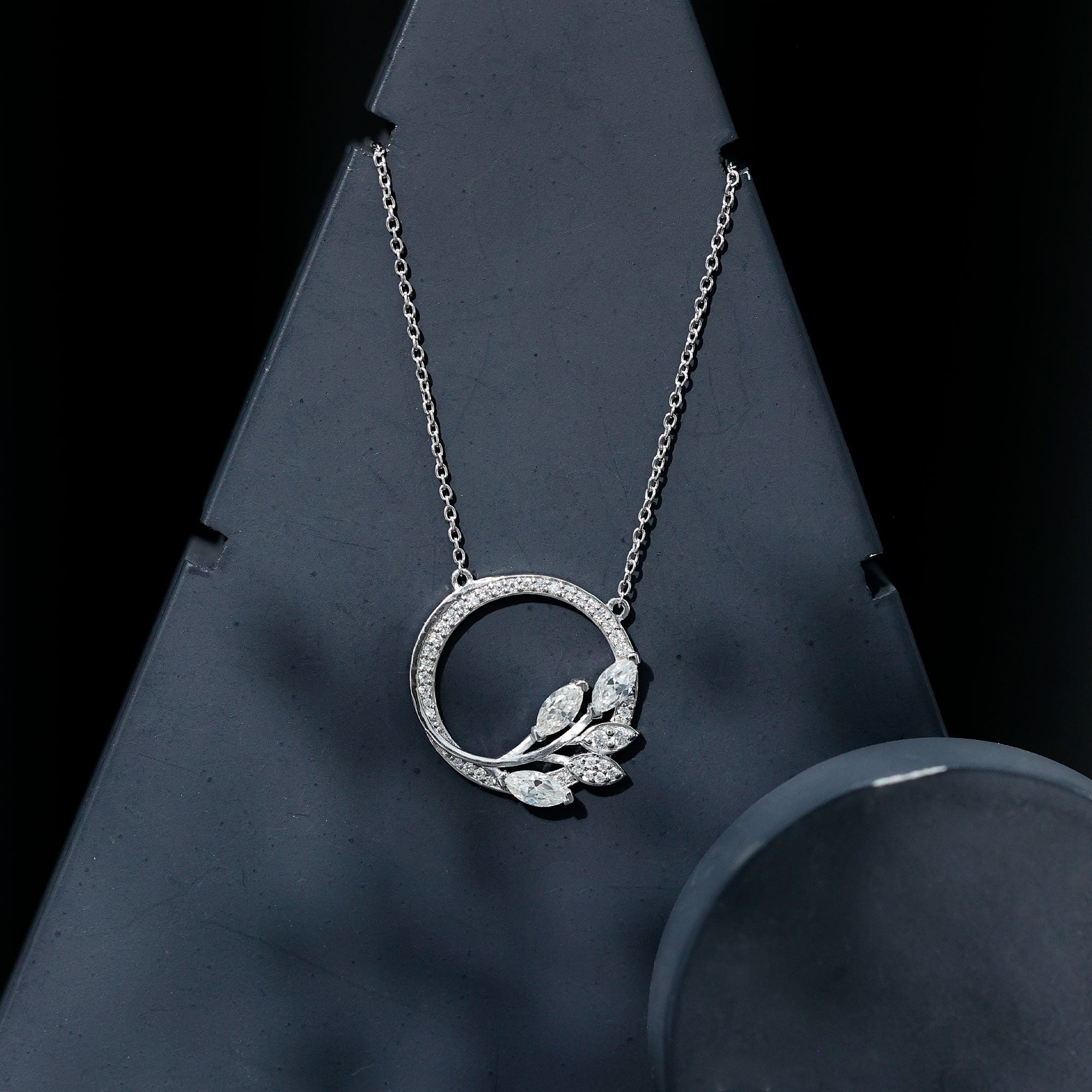 1 CT Marquise and Round Cut Moissanite Leaf Eternity Necklace