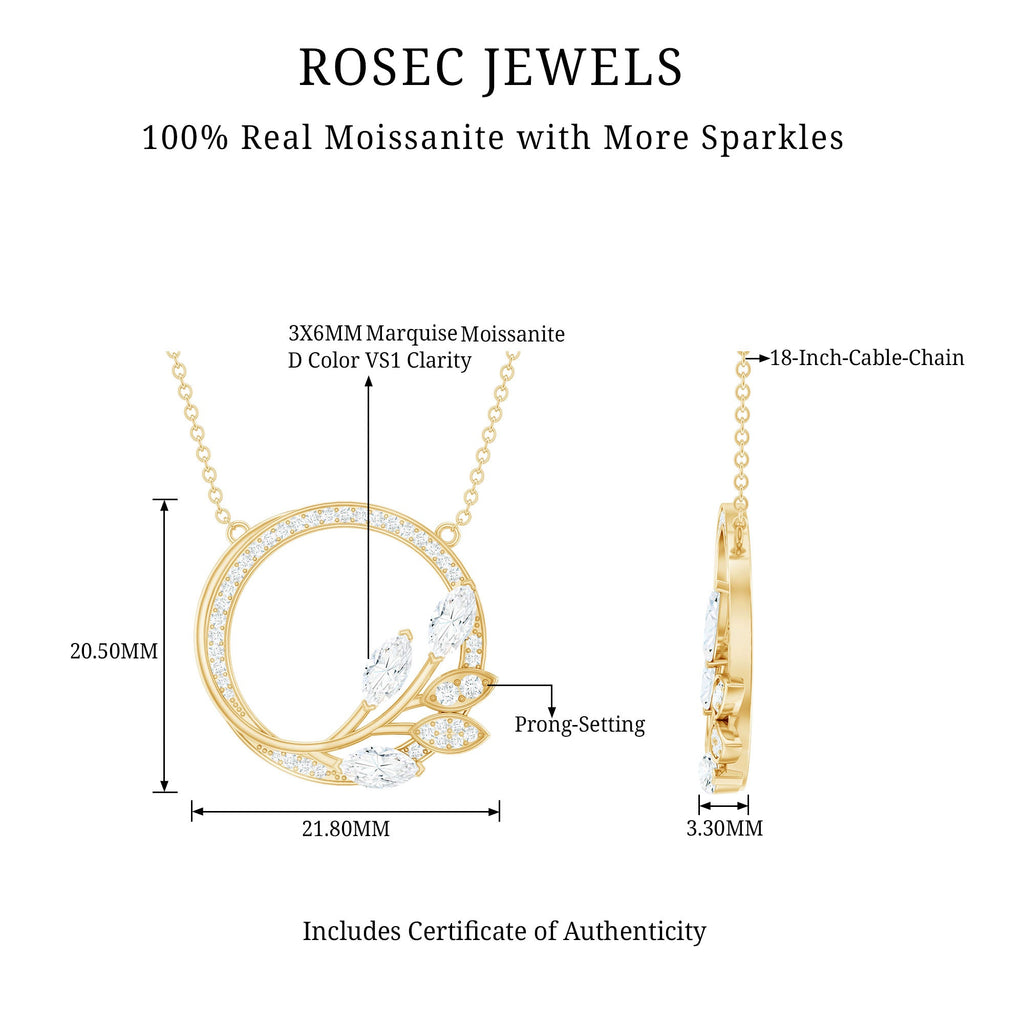 1 CT Marquise and Round Cut Moissanite Leaf Eternity Necklace