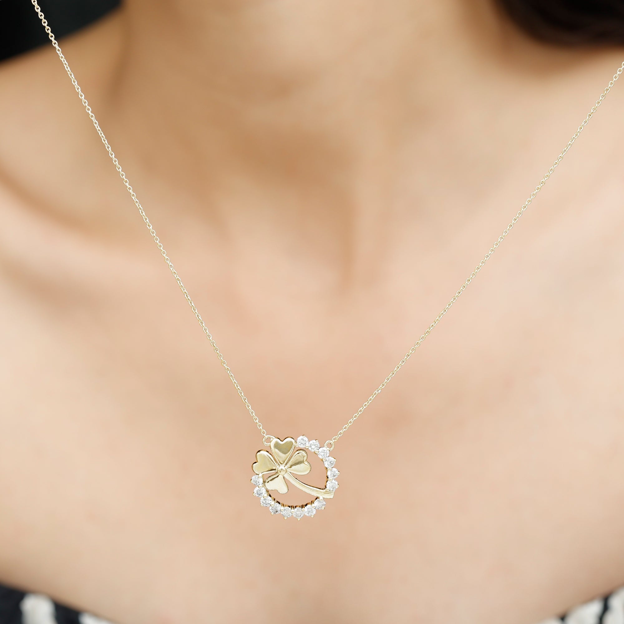 Certified Diamond Lucky 4 Leaf Necklace