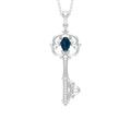 Vintage Key Necklace with London Blue Topaz and Diamond