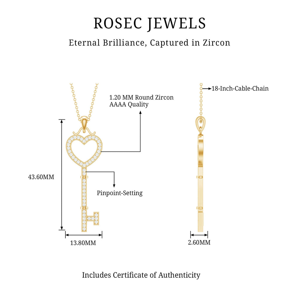 Open Heart Key Pendant with Zircon
