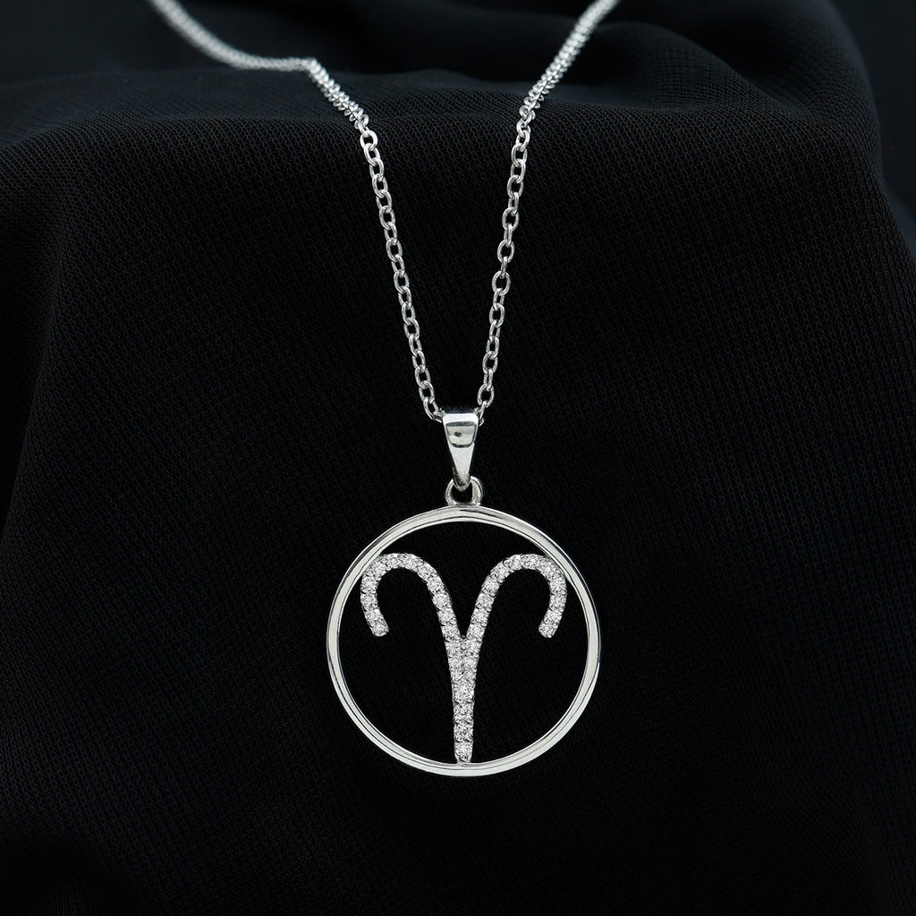 Certified Moissanite Aries Zodiac Sign Pendant Necklace