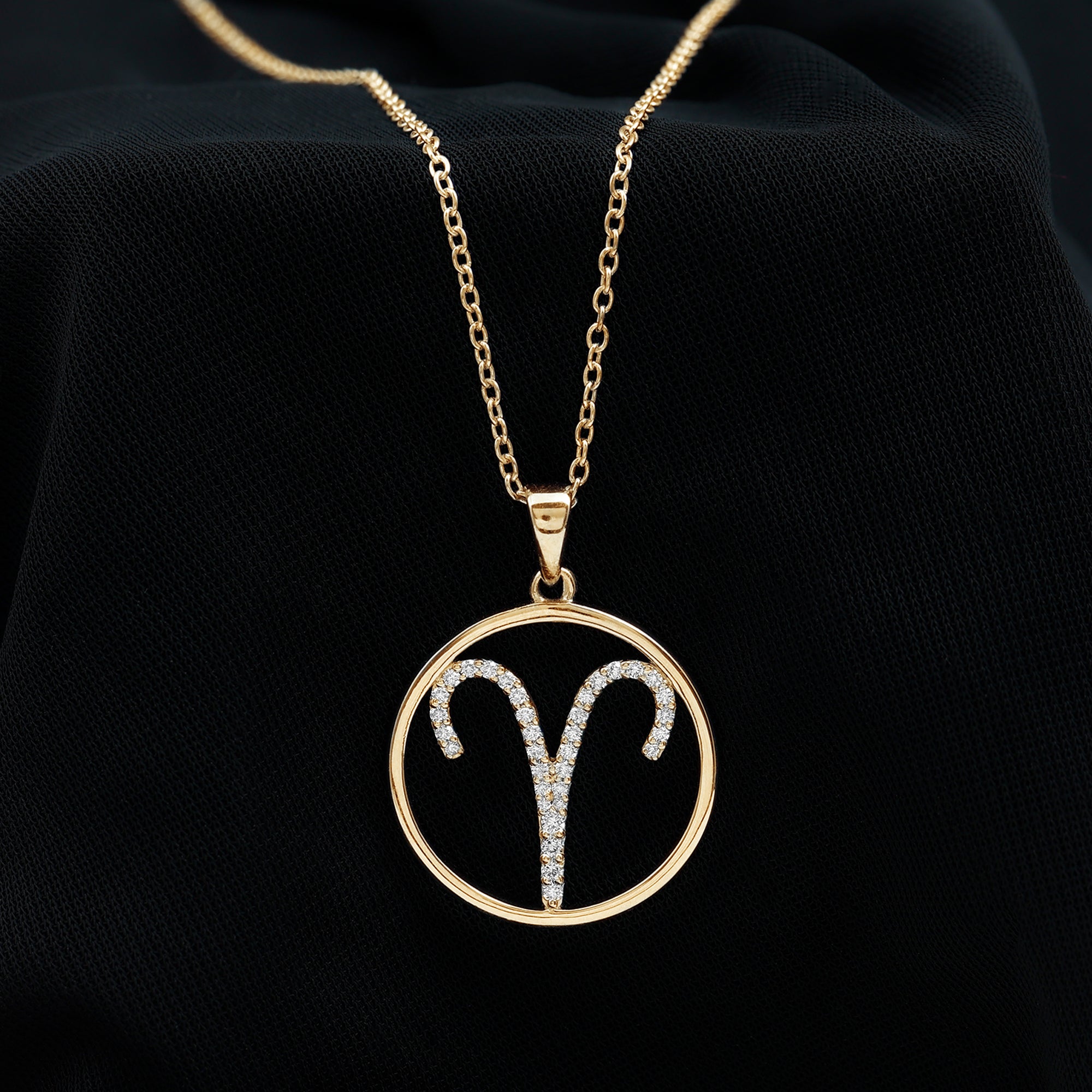 Certified Moissanite Aries Zodiac Sign Pendant Necklace