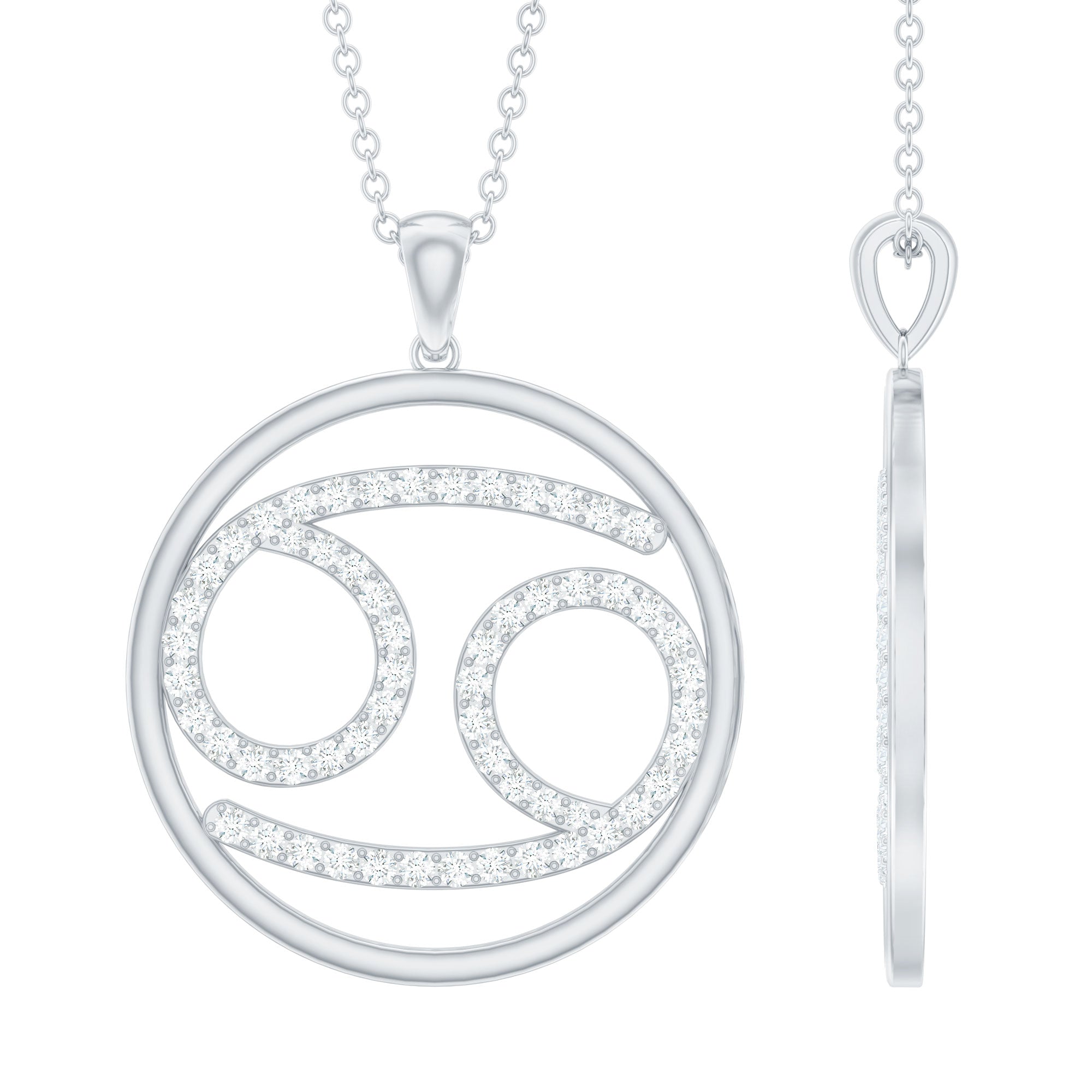 Certified Moissanite Cancer Zodiac Sign Necklace