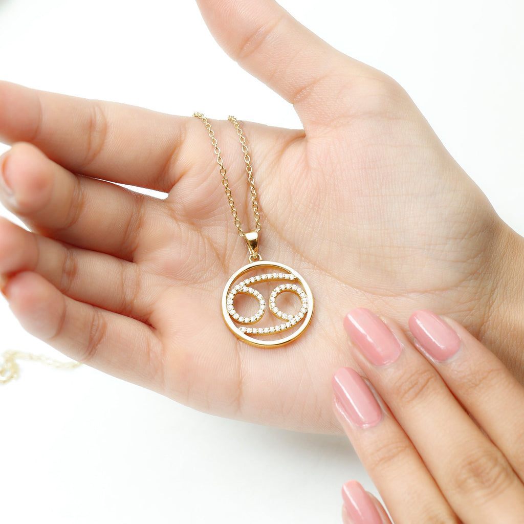 Certified Moissanite Cancer Zodiac Sign Necklace