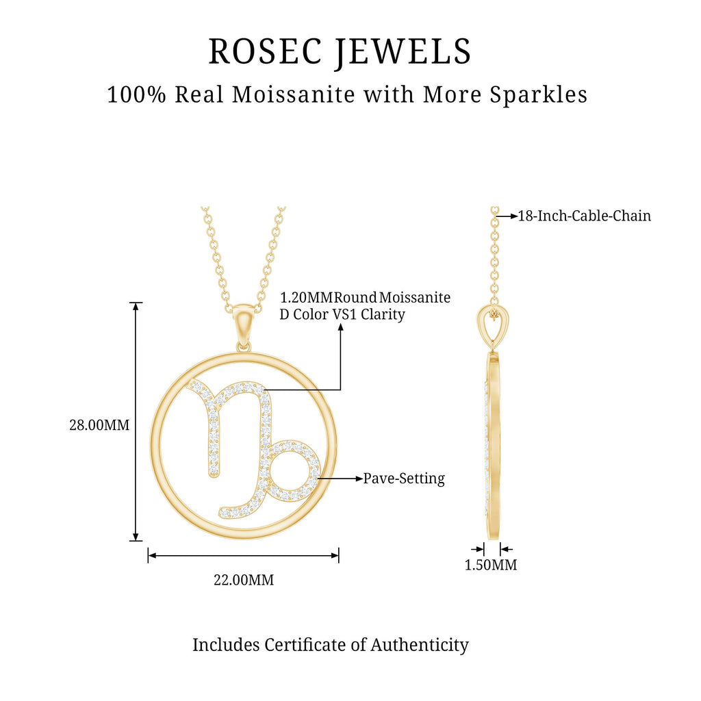 Certified Moissanite Capricorn Zodiac Necklace