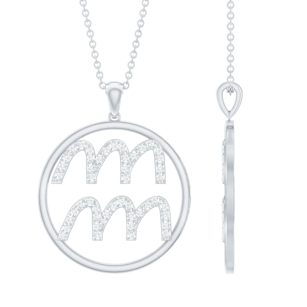Certified Moissanite Zodiac Aquarius Pendant Necklace