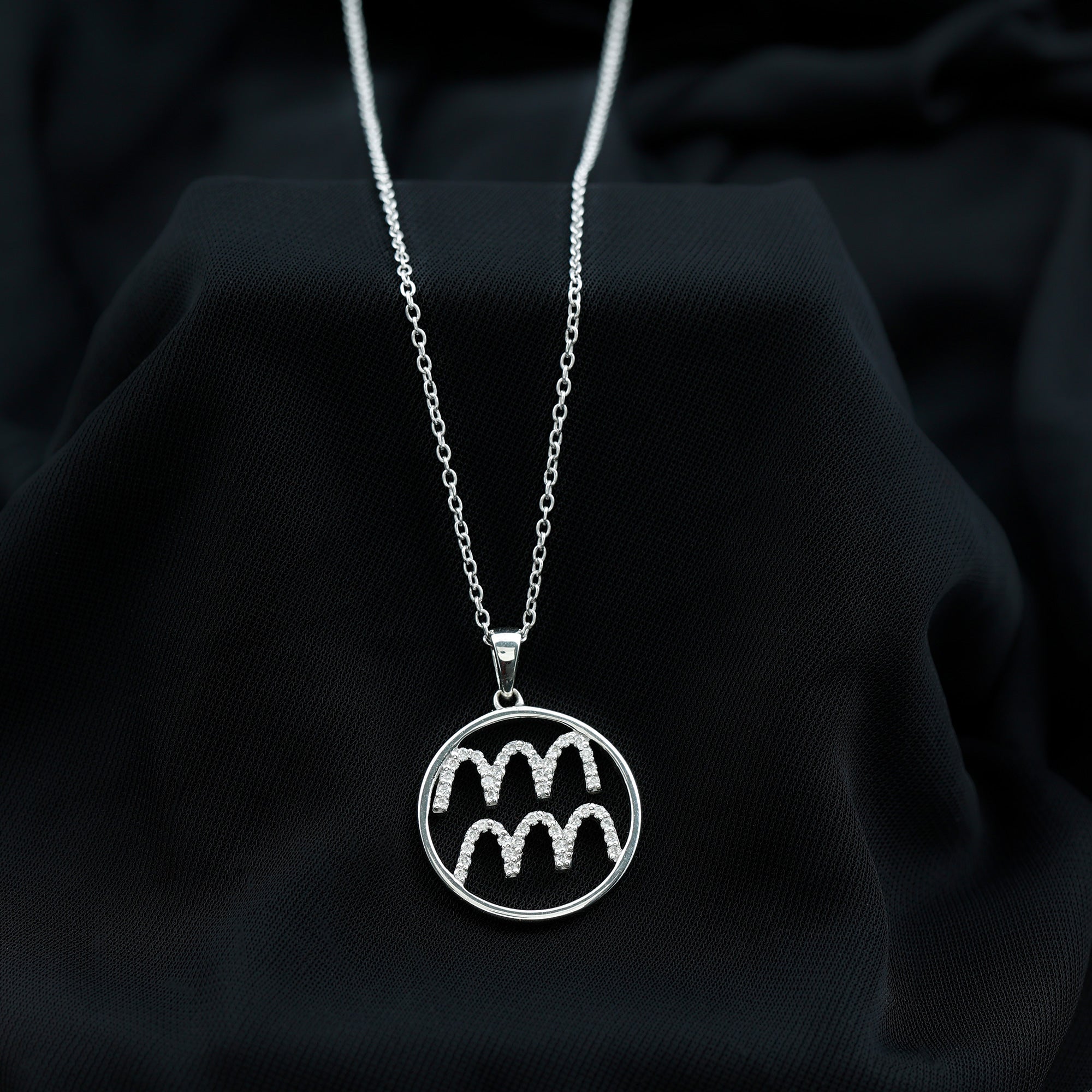 Certified Moissanite Zodiac Aquarius Pendant Necklace